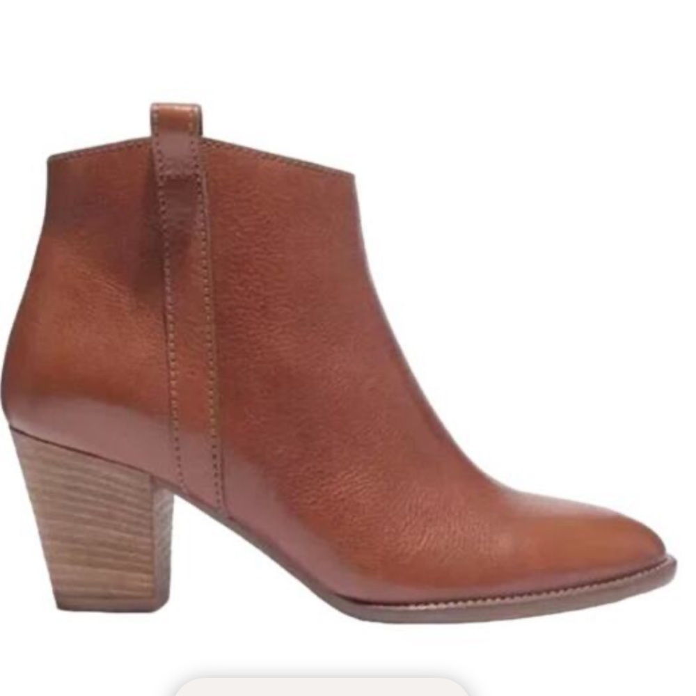 Madewell The Billie Leather Ankle Boot Cognac EUC Size US 9